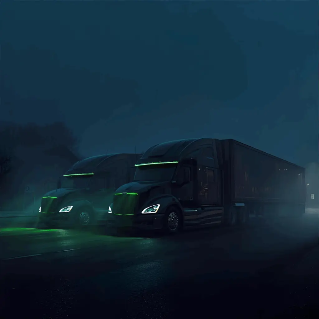 Temperature Swings Blog featured image of two semis driving in the dark