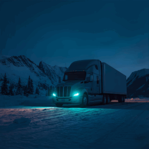 Driver Retention Image: single truck parked in snow alone