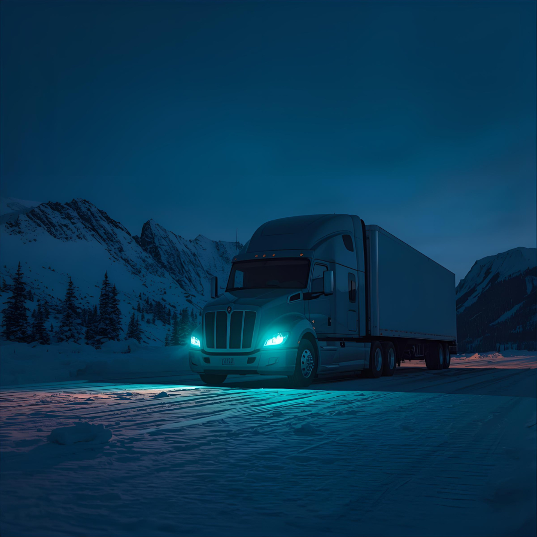 Driver Retention Image: single truck parked in snow alone