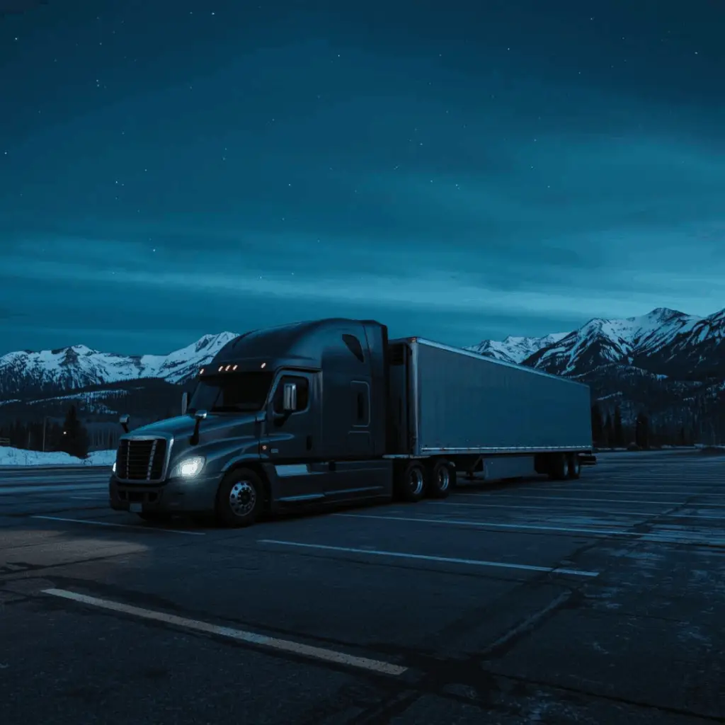 AI generated Image showing a truck trying to prevent fuel gelling in the mountains .