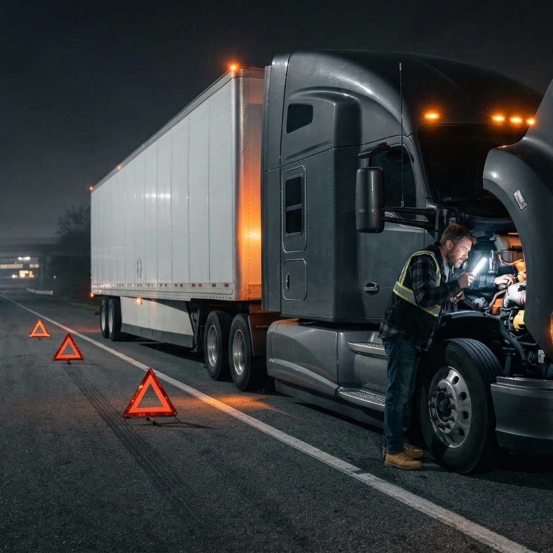 Truck broken down on side of the road: header image for Preventive maintenance vs predictive maintenance blog