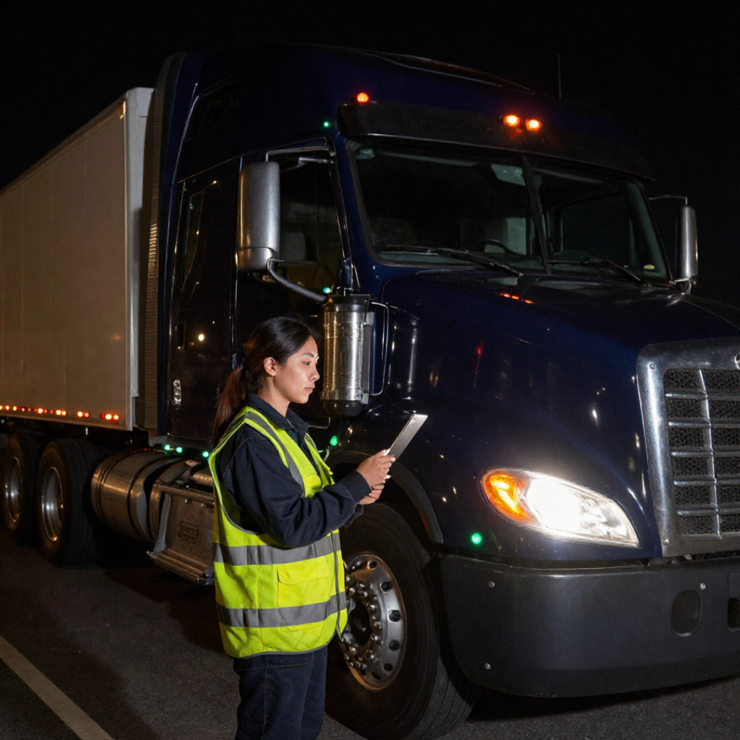 Inspector looking at Truck during CVSA Roadcheck 2026