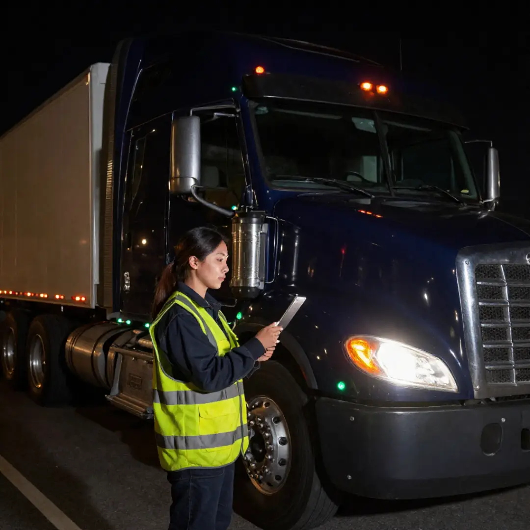 Inspector looking at Truck during CVSA Roadcheck 2026