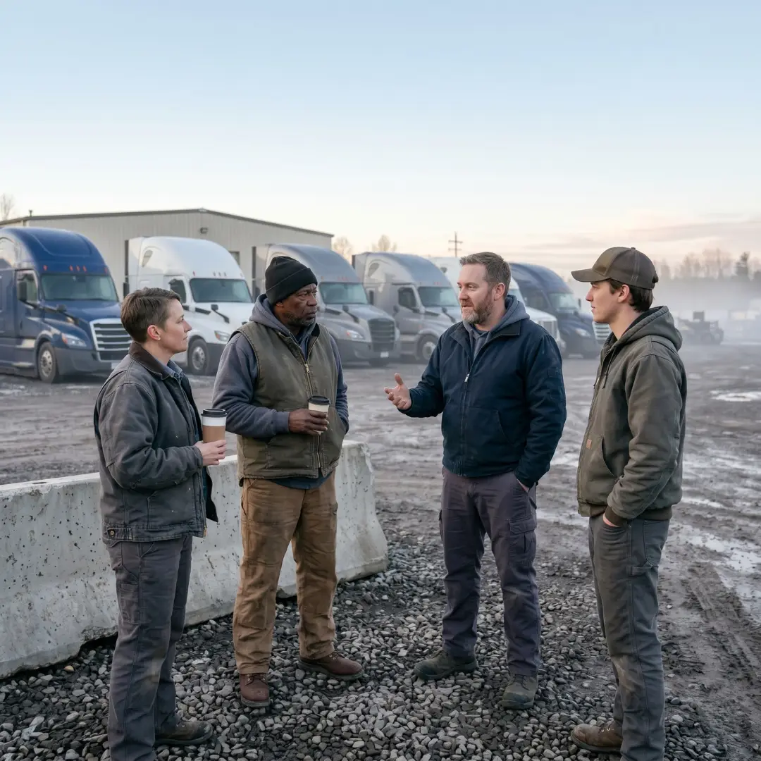 Drivers talking about and teaching each other the idle reduction policy.