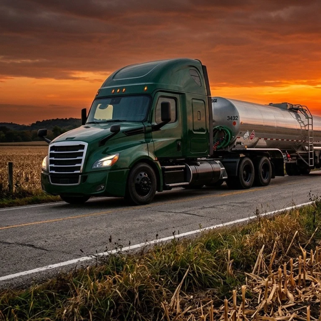 ATRI Critical Issues report cover image showing green tank-hauling semi truck