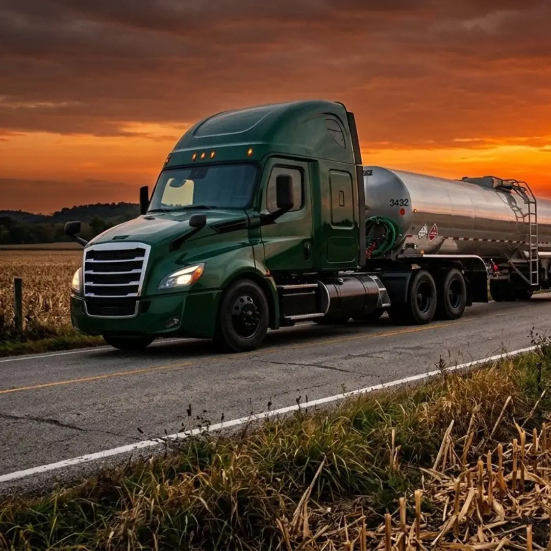 ATRI Critical Issues report cover image showing green tank-hauling semi truck